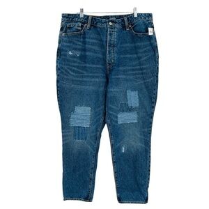 New Old Navy extra high rise O G straight jeans‎ patchwork blue womens size 18